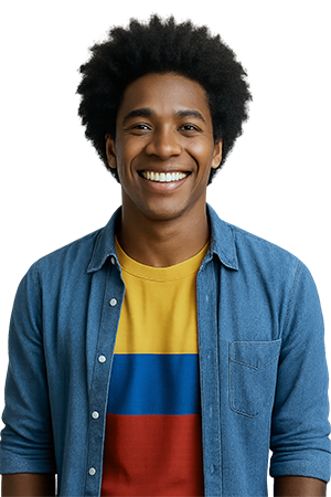 Botón con joven, acceso a detalles del personal y estructura