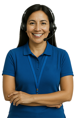 Botón con imagen de mujer, acceso a datos de contacto